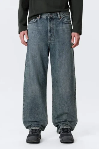 Galaxy Mid Rise Loose Straight Jeans – Second Blue – Blue