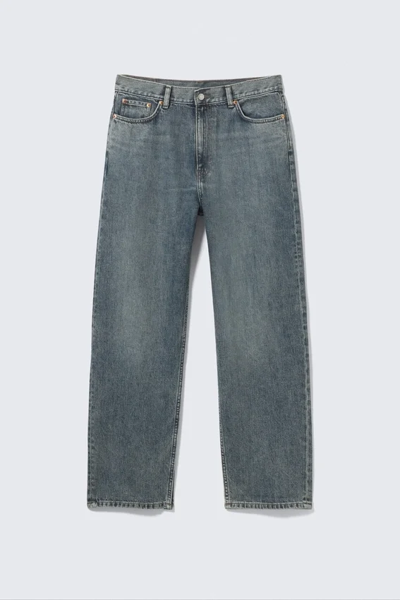 Galaxy Mid Rise Loose Straight Jeans – Second Blue – Blue Galaxy Mid Rise Loose Straight Jeans – Second Blue – Blue