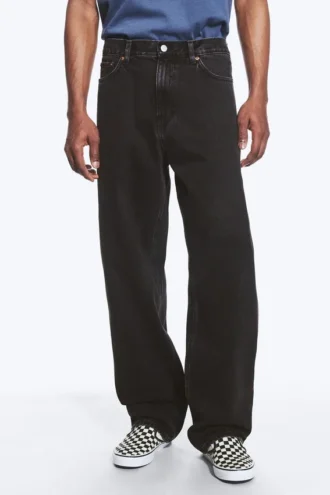 Galaxy Mid Rise Loose Straight Jeans – Tuned Black – Black