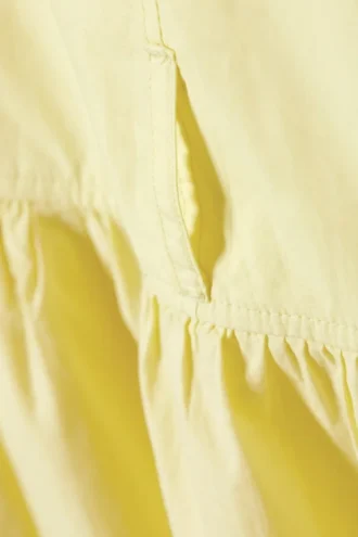 Gathered Cotton Poplin Maxi Skirt – Light Yellow