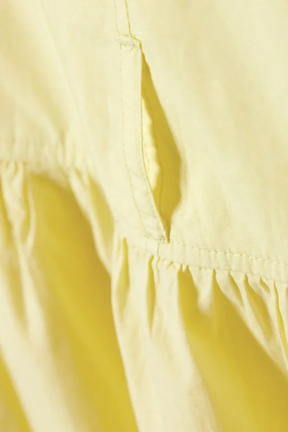 Gathered Cotton Poplin Maxi Skirt – Light Yellow Gathered Cotton Poplin Maxi Skirt – Light Yellow