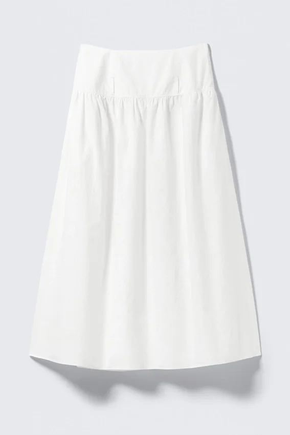 Gathered Cotton Poplin Maxi Skirt – White Gathered Cotton Poplin Maxi Skirt – White