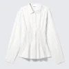 Gathered Cotton Shirt – White Gathered Cotton Shirt – White
