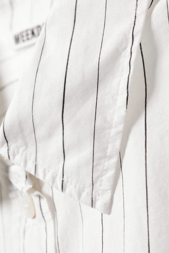Gathered Cotton Shirt – White Gathered Cotton Shirt – White
