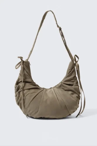 Gathered Crossbody Bag – Dark Beige