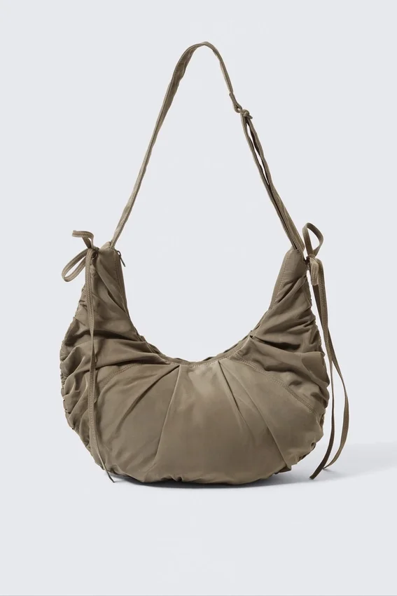 Gathered Crossbody Bag – Dark Beige Gathered Crossbody Bag – Dark Beige
