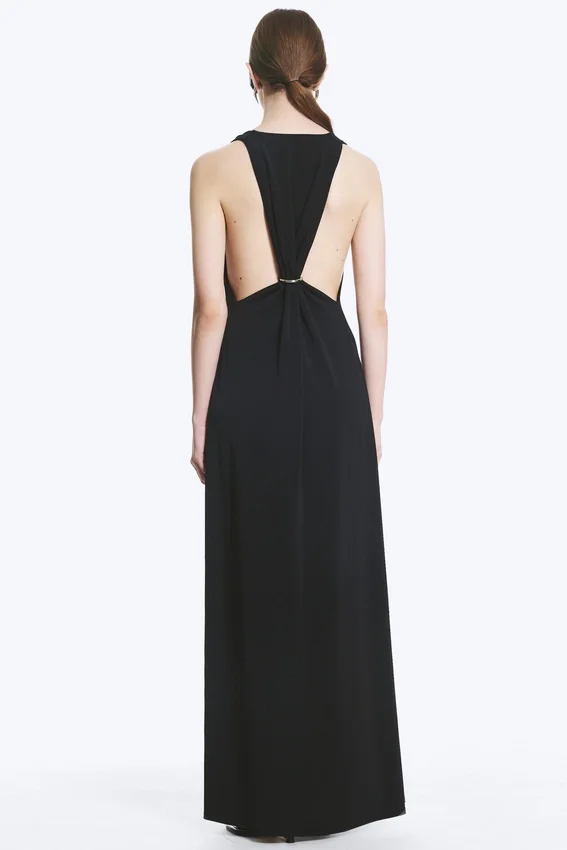 Gathered Maxi Dress – Black Gathered Maxi Dress – Black
