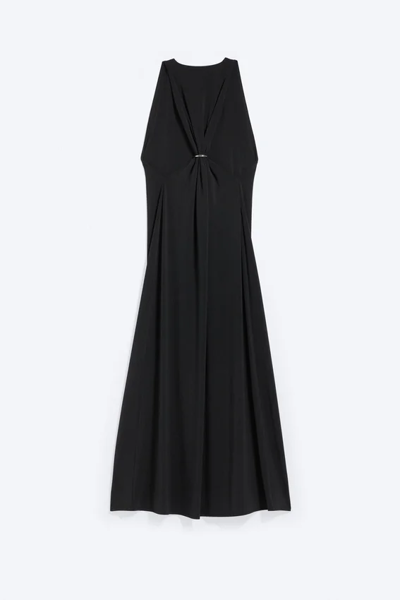 Gathered Maxi Dress – Black Gathered Maxi Dress – Black