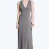 Gathered Maxi Dress – Dusty Grey Gathered Maxi Dress – Dusty Grey