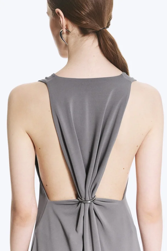 Gathered Maxi Dress – Dusty Grey Gathered Maxi Dress – Dusty Grey