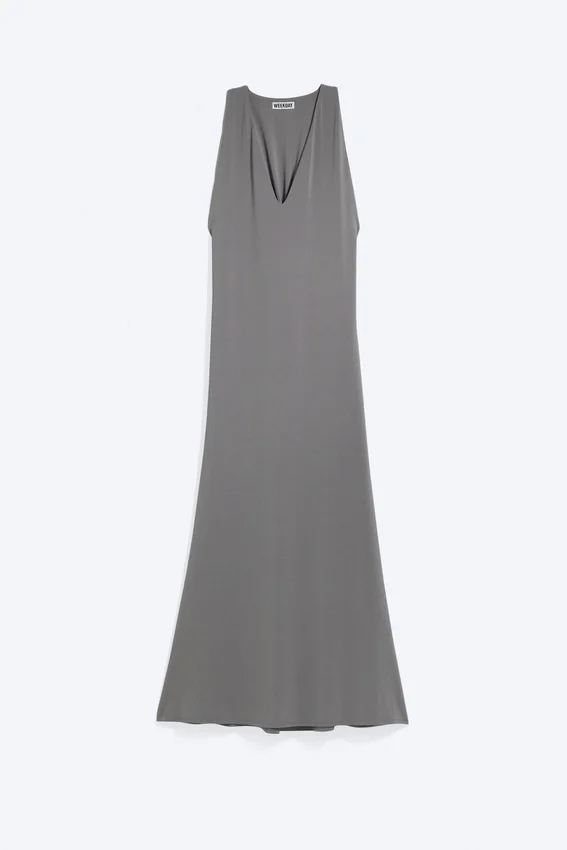 Gathered Maxi Dress – Dusty Grey Gathered Maxi Dress – Dusty Grey