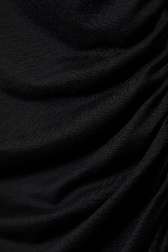 Gathered Mini Long Sleeve Dress – Black Gathered Mini Long Sleeve Dress – Black