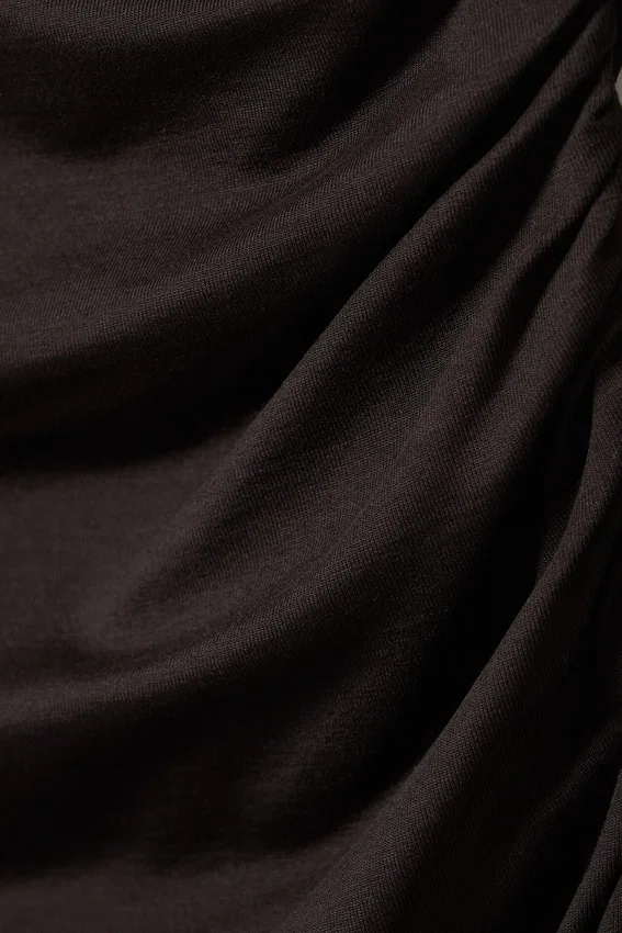 Gathered Mini Long Sleeve Dress – Dark Brown Gathered Mini Long Sleeve Dress – Dark Brown