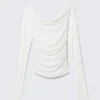 Gathered Off-Shoulder Long-Sleeved Top – White Gathered Off-Shoulder Long-Sleeved Top – White