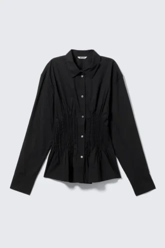 Gathered Seam Shirt – Black
