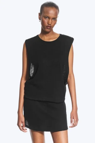 Gathered Tank Top – Black