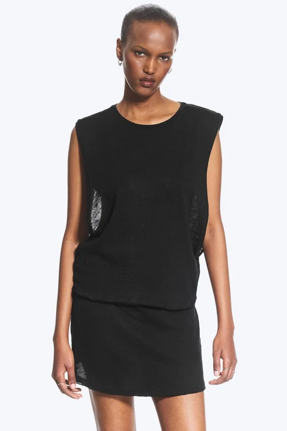 Gathered Tank Top – Black Gathered Tank Top – Black