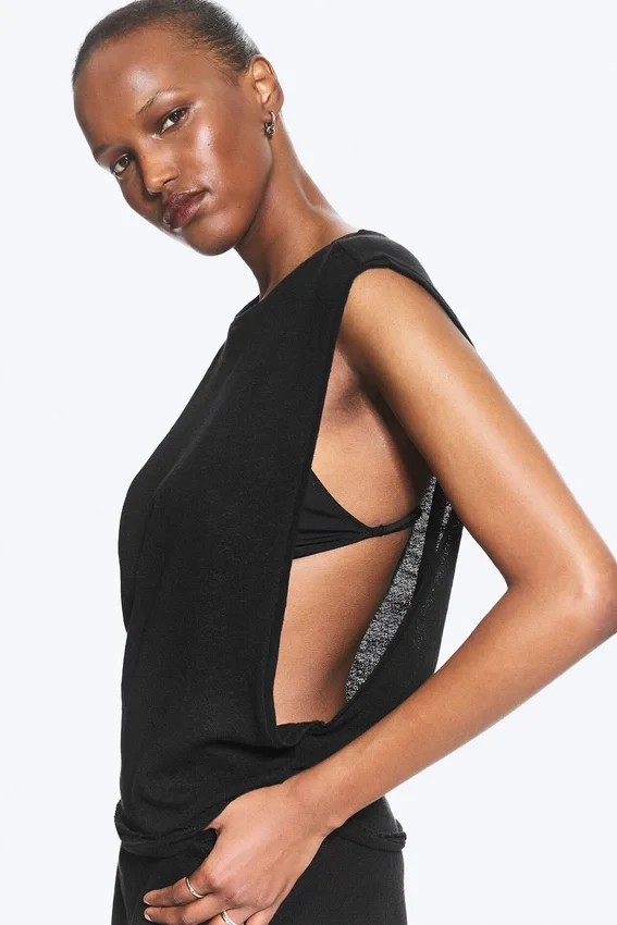 Gathered Tank Top – Black Gathered Tank Top – Black