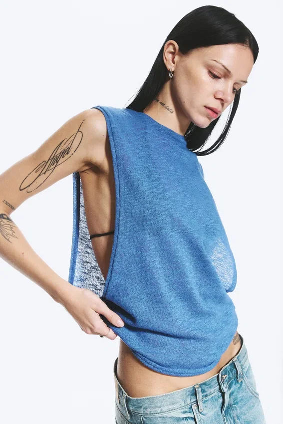 Gathered Tank Top – Blue Gathered Tank Top – Blue