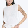 Gathered Tank Top – White Gathered Tank Top – White