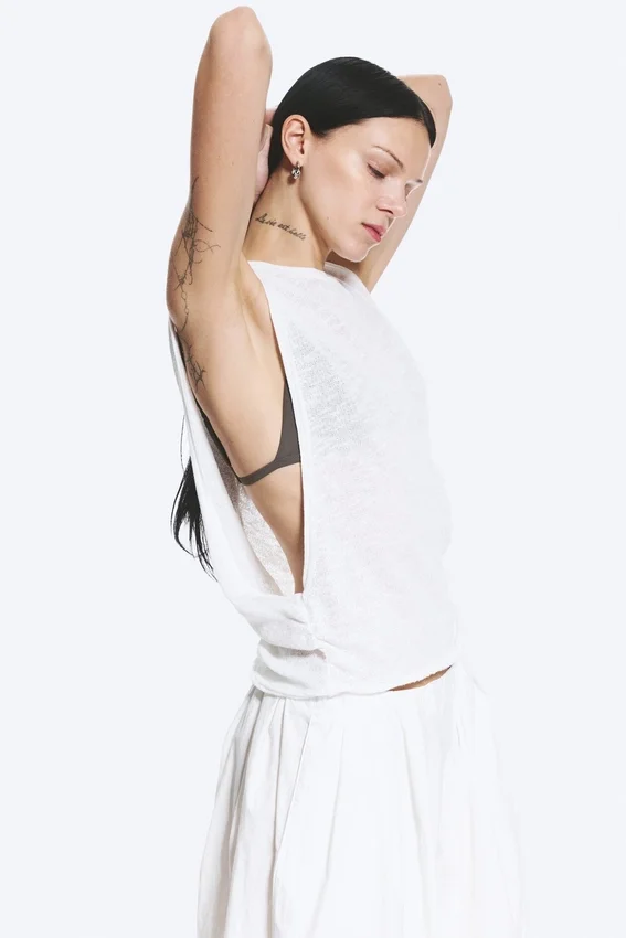Gathered Tank Top – White Gathered Tank Top – White