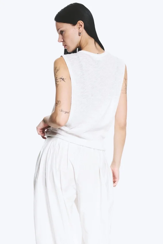 Gathered Tank Top – White Gathered Tank Top – White