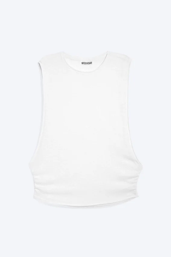 Gathered Tank Top – White Gathered Tank Top – White