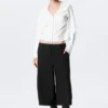 Gathered V-Neck Zip Top – White Gathered V-Neck Zip Top – White