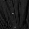Gathered Waist Cotton Poplin Shirt – Striped Black Gathered Waist Cotton Poplin Shirt – Striped Black