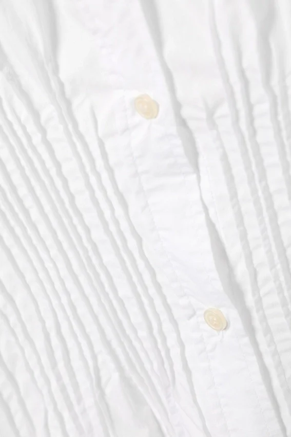 Gathered Waist Cotton Poplin Shirt – White Gathered Waist Cotton Poplin Shirt – White