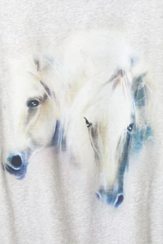 Gen Printed T-Shirt – Horses Grey Melange