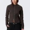 Genevieve Slim Structured Cotton Zip Jacket – Dark Grey Genevieve Slim Structured Cotton Zip Jacket – Dark Grey
