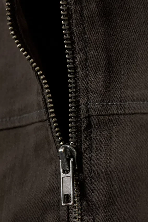 Genevieve Slim Structured Cotton Zip Jacket – Dark Grey Genevieve Slim Structured Cotton Zip Jacket – Dark Grey