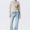 Genevieve Slim Structured Cotton Zip Jacket – Light Beige Genevieve Slim Structured Cotton Zip Jacket – Light Beige