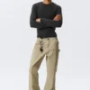 Gia F Flared Workwear Trousers – Washed Beige Gia F Flared Workwear Trousers – Washed Beige