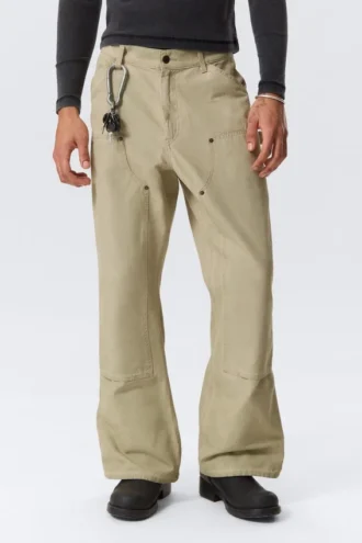 Gia F Flared Workwear Trousers – Washed Beige