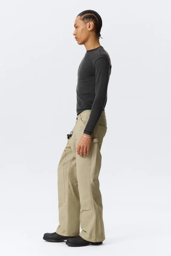 Gia F Flared Workwear Trousers – Washed Beige Gia F Flared Workwear Trousers – Washed Beige