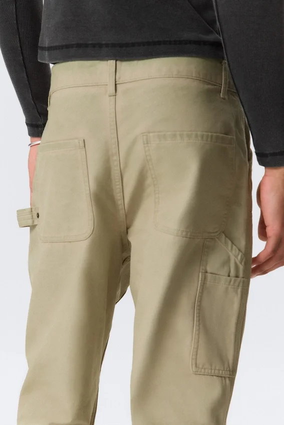 Gia F Flared Workwear Trousers – Washed Beige Gia F Flared Workwear Trousers – Washed Beige