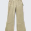 Gia F Flared Workwear Trousers – Washed Beige Gia F Flared Workwear Trousers – Washed Beige