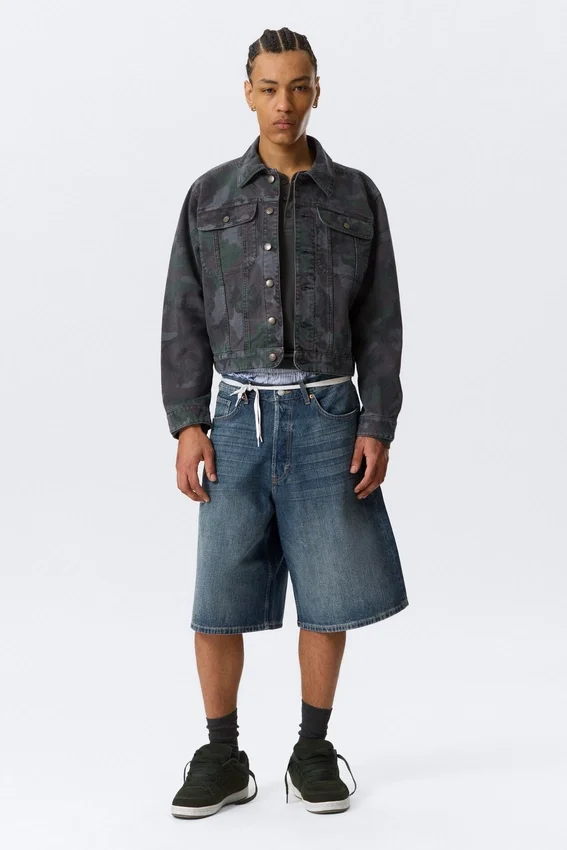 Gia F Relaxed Cotton Trucker Jacket – Navy Camo Gia F Relaxed Cotton Trucker Jacket – Navy Camo