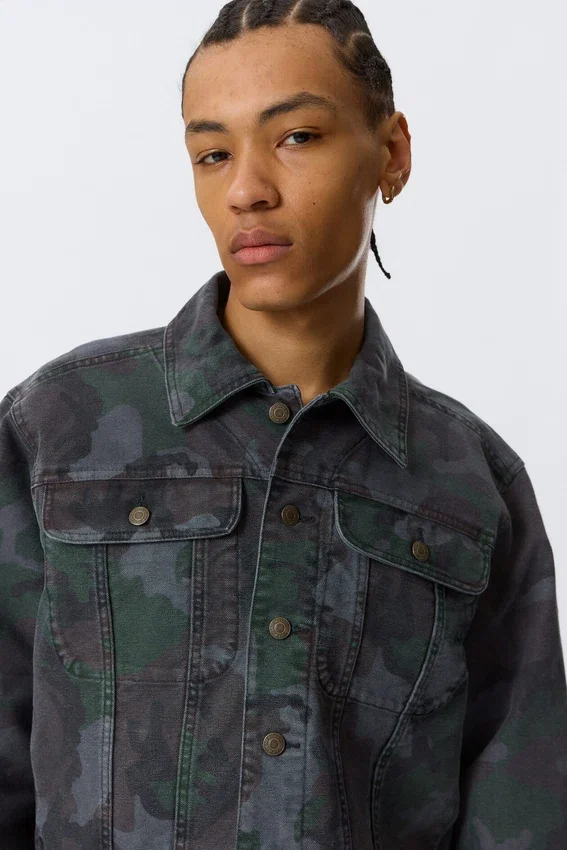 Gia F Relaxed Cotton Trucker Jacket – Navy Camo Gia F Relaxed Cotton Trucker Jacket – Navy Camo