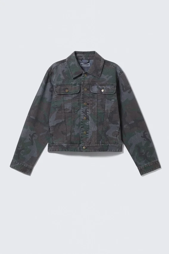 Gia F Relaxed Cotton Trucker Jacket – Navy Camo Gia F Relaxed Cotton Trucker Jacket – Navy Camo