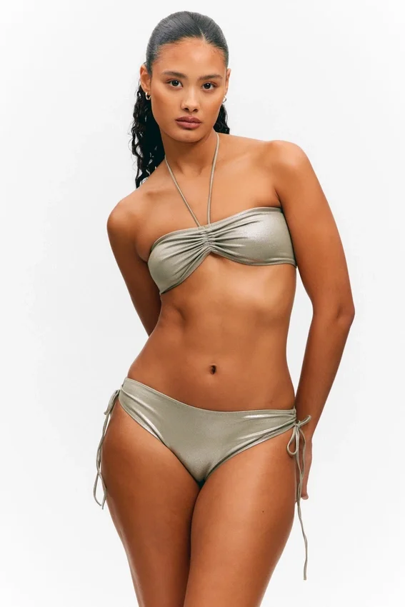 Glitter Halter Bikini Top – Glitter Khaki Green Glitter Halter Bikini Top – Glitter Khaki Green