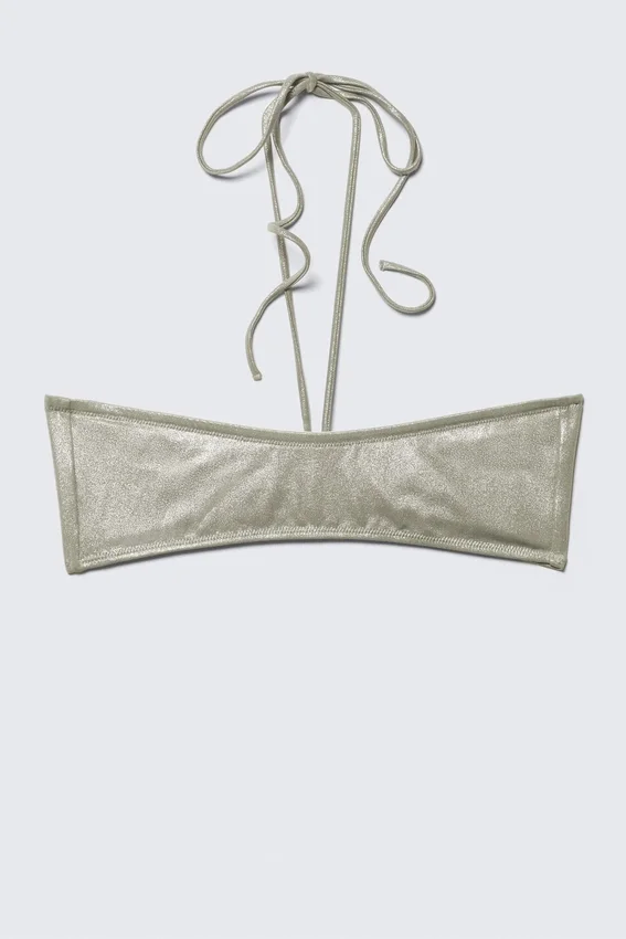 Glitter Halter Bikini Top – Glitter Khaki Green Glitter Halter Bikini Top – Glitter Khaki Green