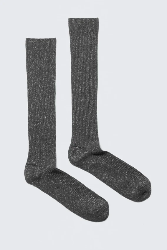 Glitter Mid-High Socks – Dark Grey Glitter Glitter Mid-High Socks – Dark Grey Glitter