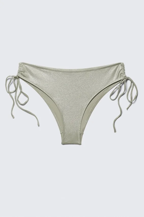 Glitter Tie-Side Bikini Bottoms – Glitter Khaki Green Glitter Tie-Side Bikini Bottoms – Glitter Khaki Green