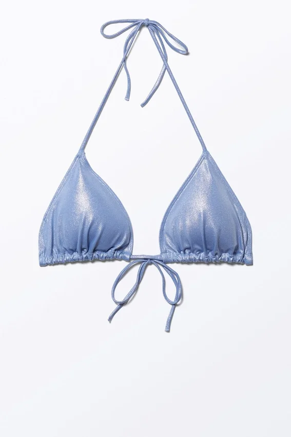 Glitter Triangle Bikini Top – Blue Glitter Glitter Triangle Bikini Top – Blue Glitter