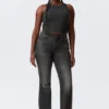 Glow Curve High Waisted Regular Flared Jeans – Black Web – Black Glow Curve High Waisted Regular Flared Jeans – Black Web – Black