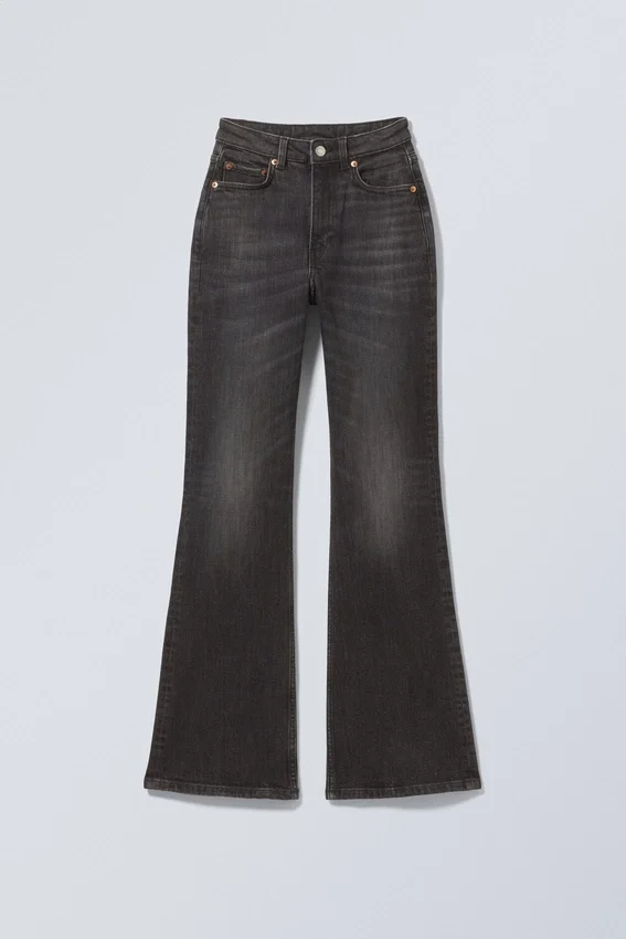 Glow Curve High Waisted Regular Flared Jeans – Black Web – Black Glow Curve High Waisted Regular Flared Jeans – Black Web – Black