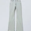 Glow Curve High Waisted Regular Flared Jeans – Snow Blue – Light Blue Glow Curve High Waisted Regular Flared Jeans – Snow Blue – Light Blue